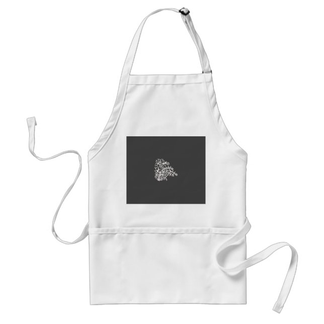 Pale Grey, Milk White, floral design Standard Apron (Front)
