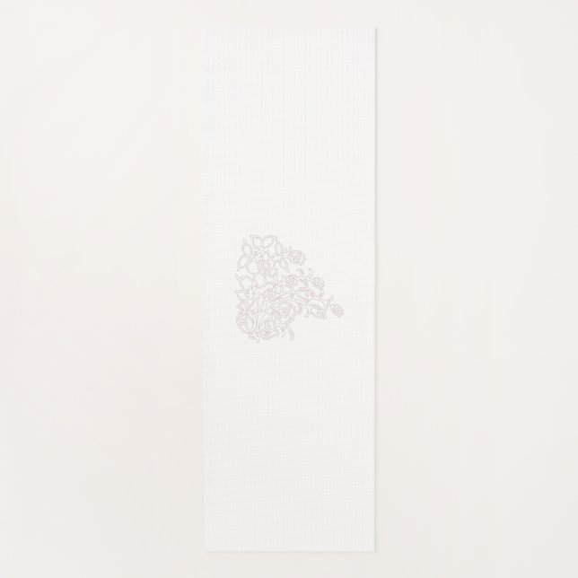Pale Grey, Milk White, floral design Yoga Mat (Front)
