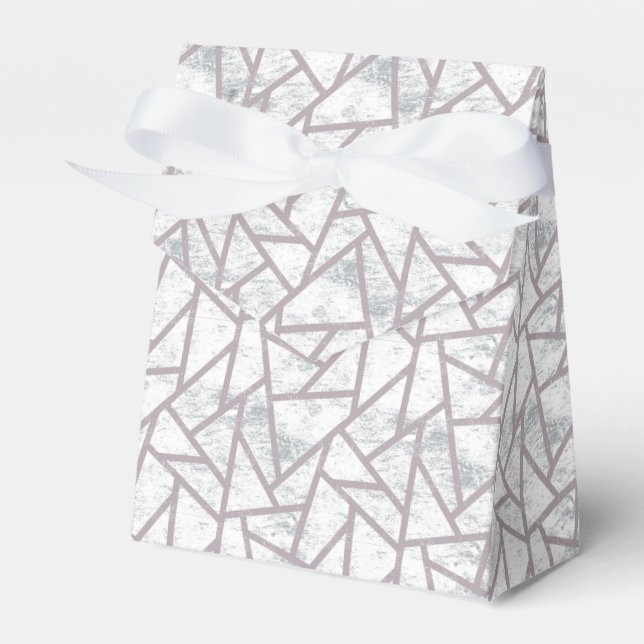 Pale grey mosaic pattern favour box (Front Side)
