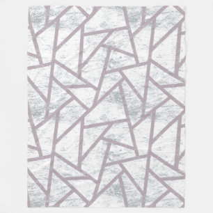 Pale grey mosaic pattern fleece blanket