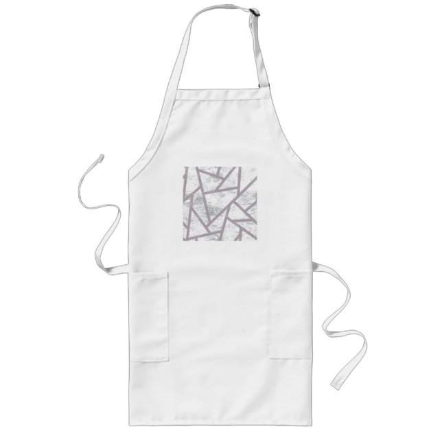 Pale grey mosaic pattern long apron (Front)