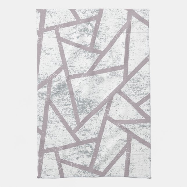 Pale grey mosaic pattern tea towel (Vertical)