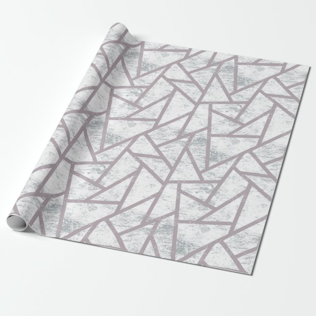Pale grey mosaic pattern wrapping paper (Unrolled)