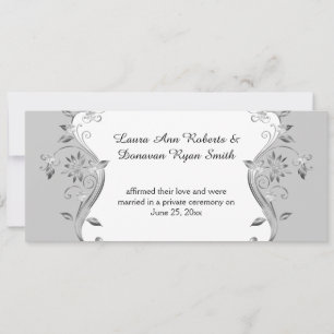 Pale Grey Ornate Silver Flowers Swirls Reception Invitation