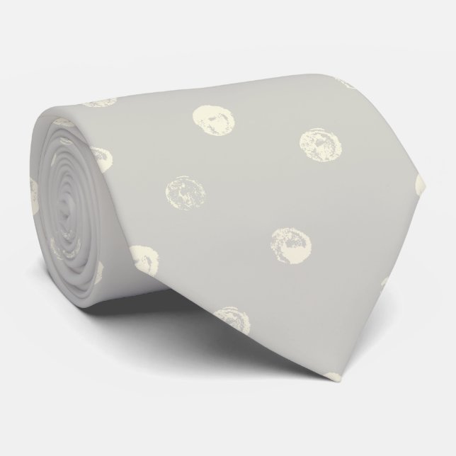 Pale Grey wih Pale Yellow Dots Tie (Rolled)