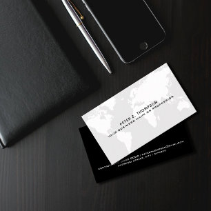 Pale Grey World Map International professional Business Card