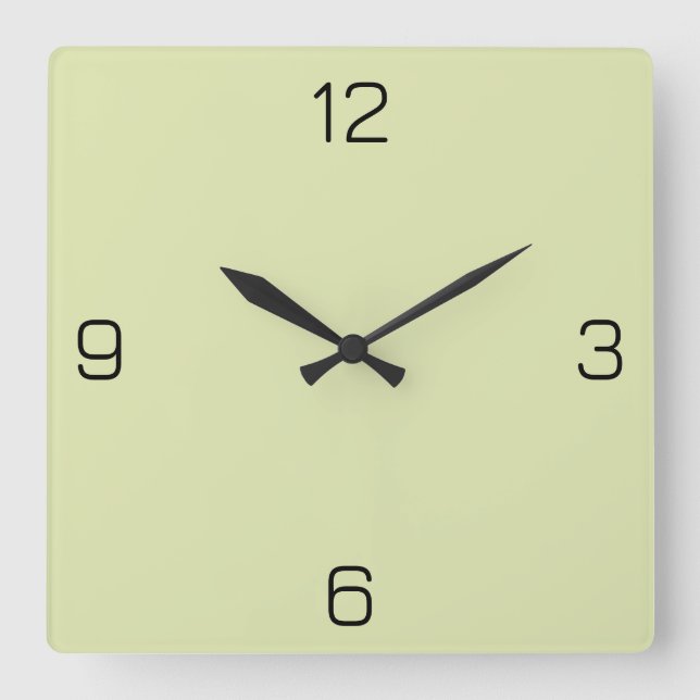 Pale Hops Green DFE6B0 Colour - Option to Add Name Square Wall Clock (Front)