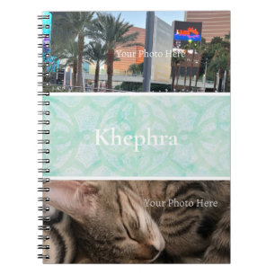 Pale Jade Batik Photo Collage, Border, Name Notebook