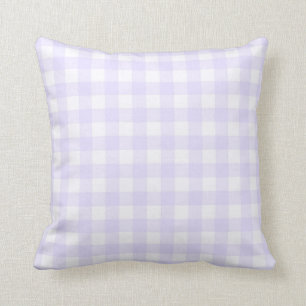 Pale Lavender Basic Gingham Chequered Pattern Cushion