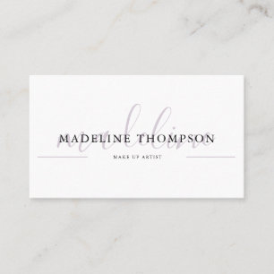 Pale Lavender Calligraphy Script QR code Business Card