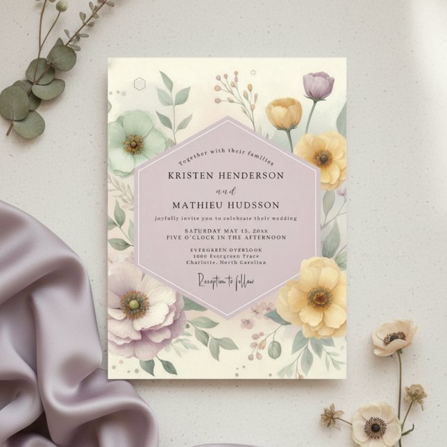 Pale Lavender Floral Whimsical Wedding Invitation (Creator Uploaded)