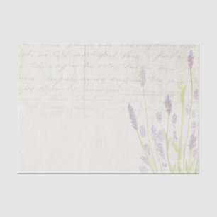 Pale Lavender Flowers Script Beige Background Tissue Paper