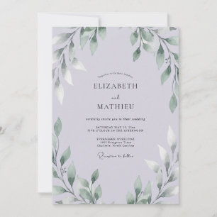 Pale Lavender Foliage Eucalyptus Wedding Invitation