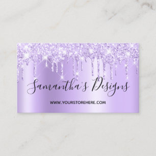 Pale Lavender Glitter Drips Ombre Online Store Business Card