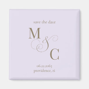 Pale Lavender Monogram Wedding Save the Date Magnet
