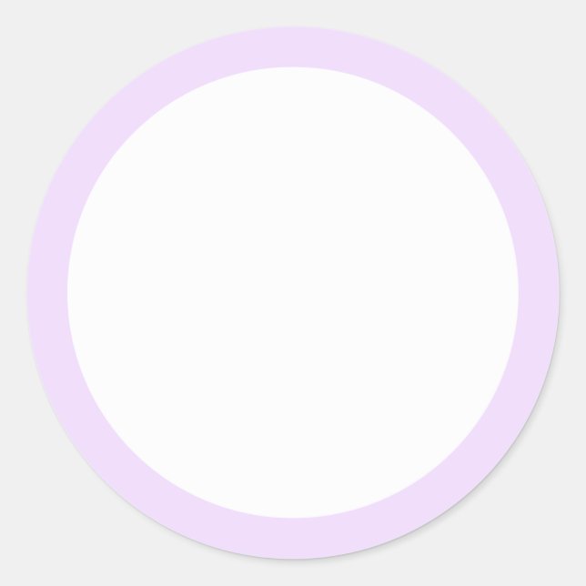 Pale lavender purple solid colour border blank classic round sticker (Front)