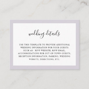 Pale Lavender Watercolor wedding details card