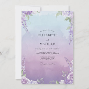 Pale Lavender Wisteria Wedding Invitation