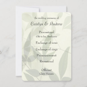 Pale leaves Wedding Program