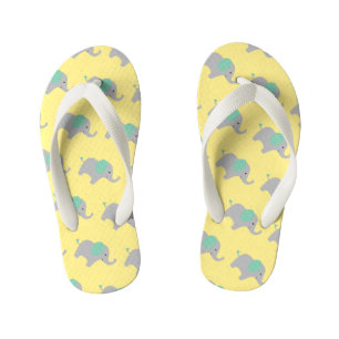 Pale Lemon Baby Elephant Parade Kid's Flip Flops
