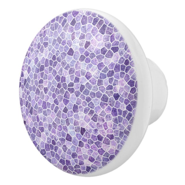 Pale Lilac And Purple Cobbled Patchwork Terrazo Pa Ceramic Knob (Right)