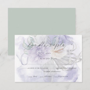 Pale Lilac Floral Meal Choice RSVP Card