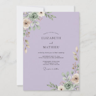 Pale Lilac Foliage Eucalyptus Wedding Invitation