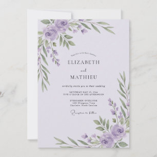 Pale Lilac Ranunculus Eucalyptus Wedding Invitation