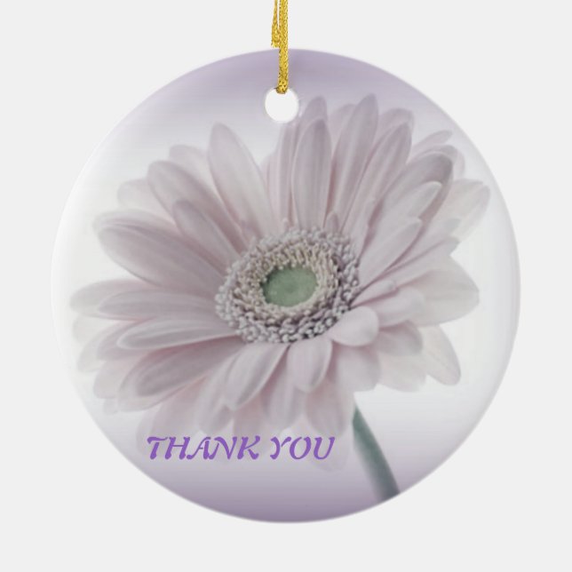 Pale Lilac Sunflower Ceramic Tree Decoration (Back)