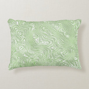 Pale Lime Green Abstract Moiré Rippled Pattern Decorative Cushion