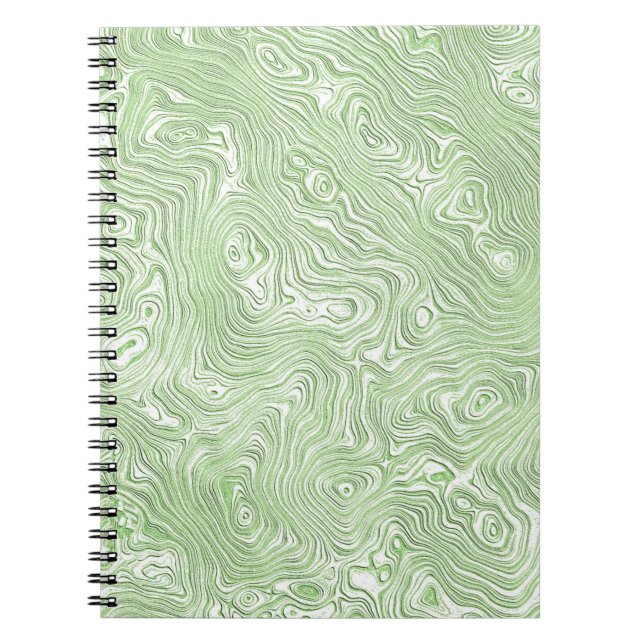 Pale Lime Green Abstract Moiré Rippled Pattern Notebook (Front)