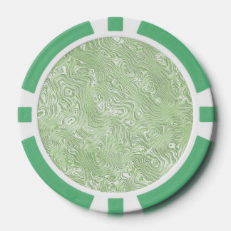 Pale Lime Green Abstract Moiré Rippled Pattern Poker Chips