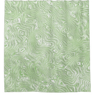 Pale Lime Green Abstract Moiré Rippled Pattern Shower Curtain