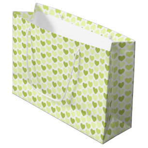PALE LIME GREEN HEARTS LARGE GIFT BAG