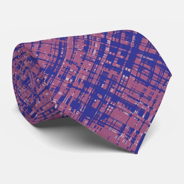 Pale Magenta and Blue Unique Pattern Tie (Rolled)