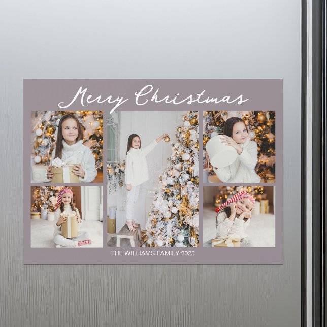 Pale Mauve Merry Christmas Photo Magnet Card (Creator Uploaded)