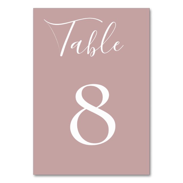 Pale Mauve Table Number Card (Front)