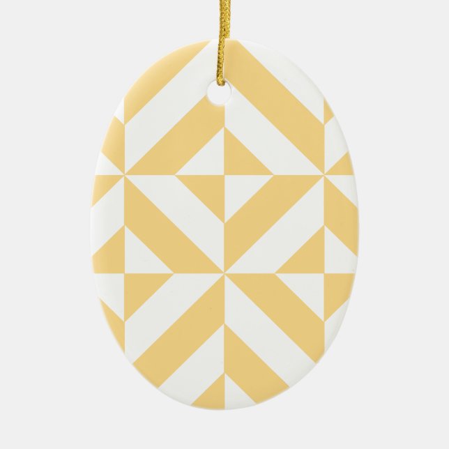 Pale Melon Geometric Deco Cube Pattern Ceramic Tree Decoration (Front)