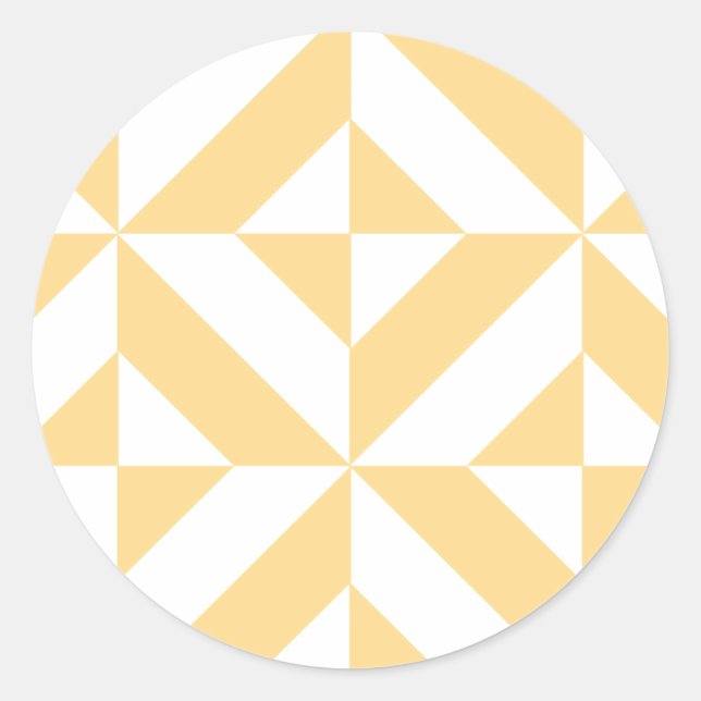 Pale Melon Geometric Deco Cube Pattern Classic Round Sticker (Front)