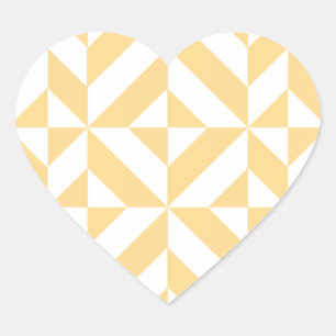 Pale Melon Geometric Deco Cube Pattern Heart Sticker