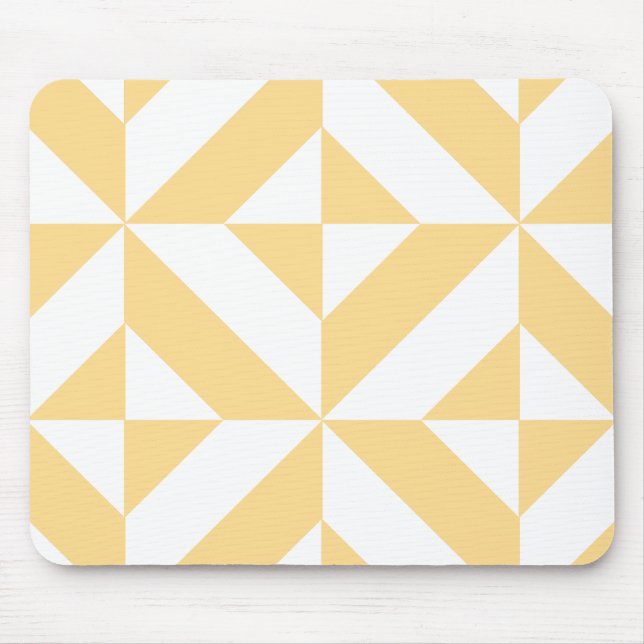Pale Melon Geometric Deco Cube Pattern Mouse Mat (Front)