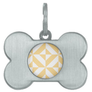 Pale Melon Geometric Deco Cube Pattern Pet Name Tag
