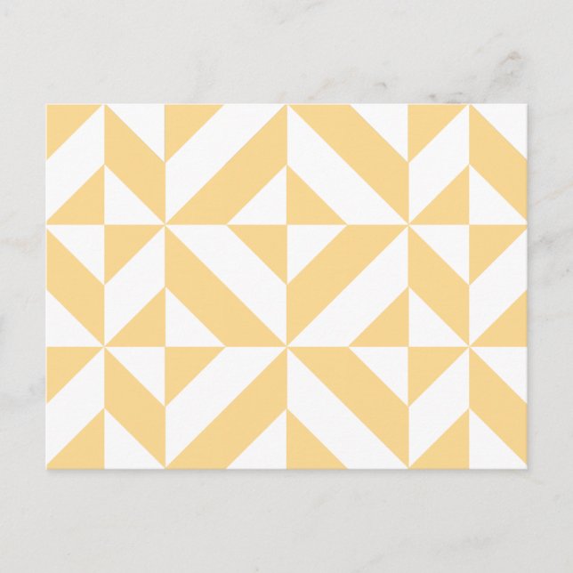 Pale Melon Geometric Deco Cube Pattern Postcard (Front)
