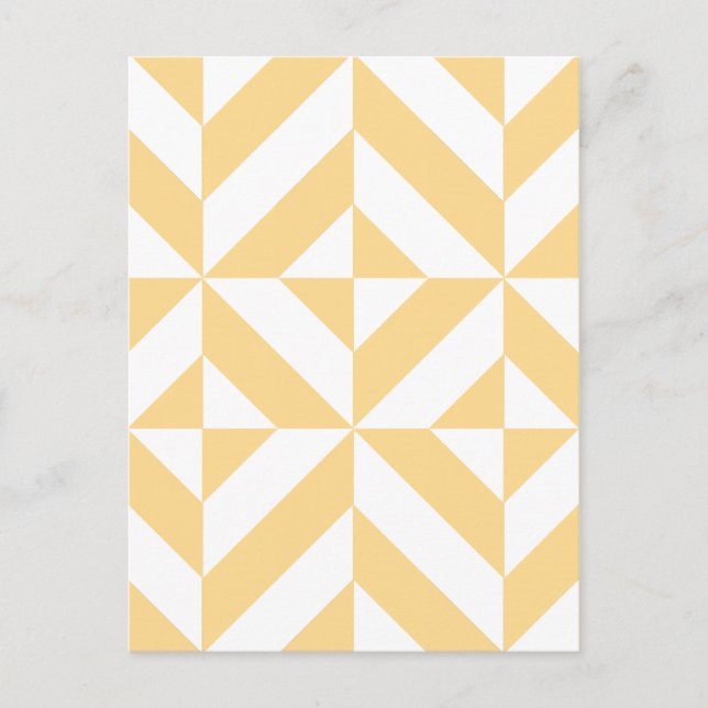 Pale Melon Geometric Deco Cube Pattern Postcard (Front)