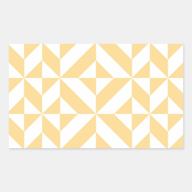Pale Melon Geometric Deco Cube Pattern Rectangular Sticker (Front)
