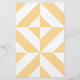Pale Melon Geometric Deco Cube Pattern Stationery