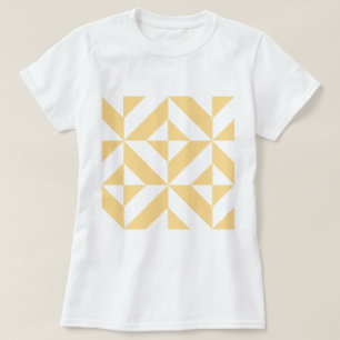 Pale Melon Geometric Deco Cube Pattern T-Shirt