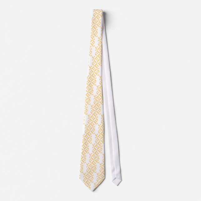 Pale Melon Geometric Deco Cube Pattern Tie (Front)