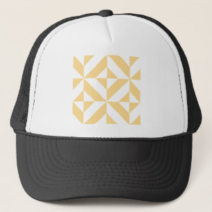 Pale Melon Geometric Deco Cube Pattern Trucker Hat