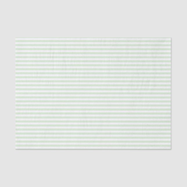 Pale Milky Jade Green and White Striped Pattern Tissue Paper (Front)